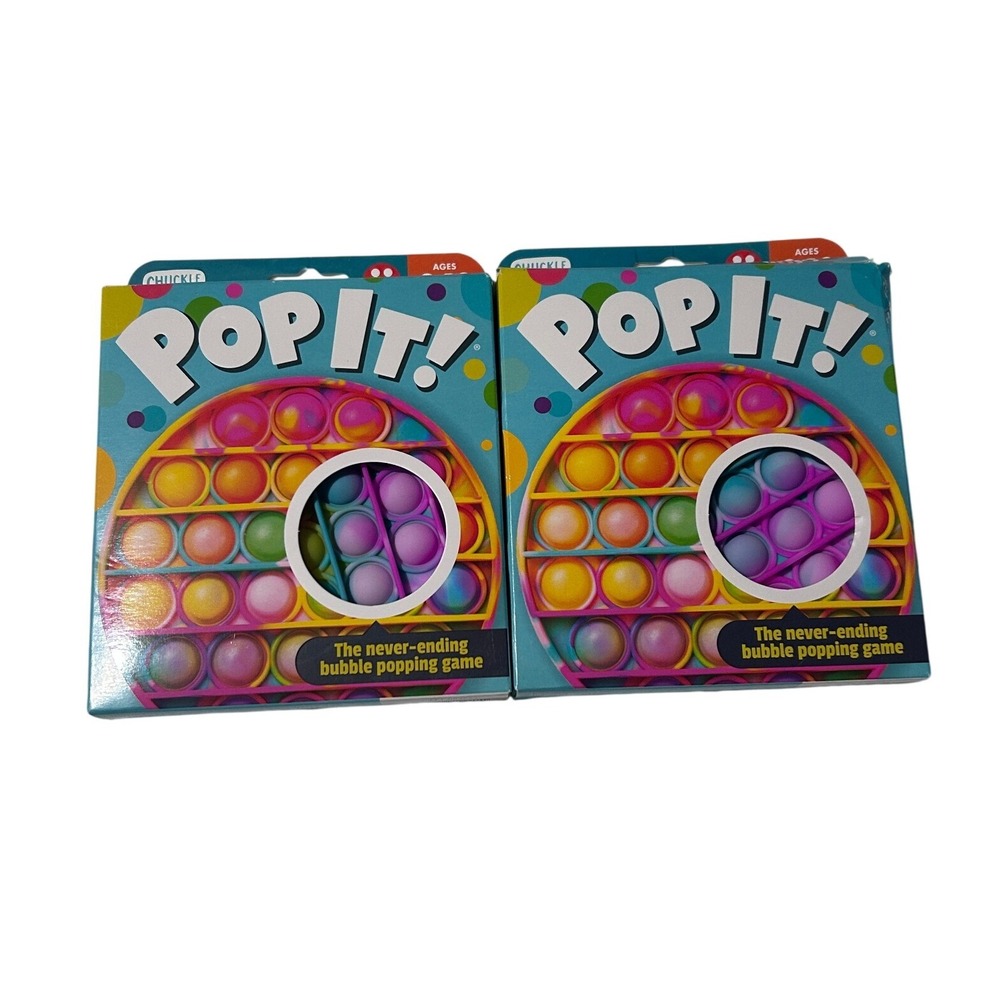 Chuckle & Roar Pop It! Rainbow Tie Dye Fidget Toy 2 Pack Round Sensory Game NEW
